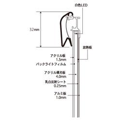 LED スリム 2-OPEN B2横 BG ブラック(艶有)