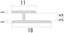 HK アルミジョイナー V溝付 エ型 11mm×3.5mm 1820mm(10個入)