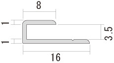 HK アルミジョイナー V溝付 コ型 8mm×3.5mm 1820mm(10個入)